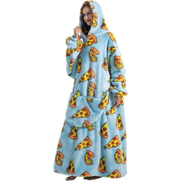 ⭐Sweat Pizza Warm Giant Hoodie Thick Flannel Blanket with Sleeve - Picture 3 of 7